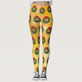 Niedlicher Chipmunk Weihnachtskranz Leggings (Vorderseite)