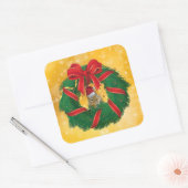 Niedlicher Chipmunk Weihnachtskranz Quadratischer Aufkleber (Umschlag)