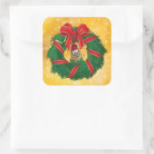 Niedlicher Chipmunk Weihnachtskranz Quadratischer Aufkleber (Tasche)