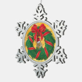 Niedlicher Chipmunk Weihnachtskranz Schneeflocken Zinn-Ornament (Rechts)