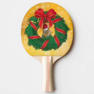 Niedlicher Chipmunk Weihnachtskranz Tischtennis Schläger