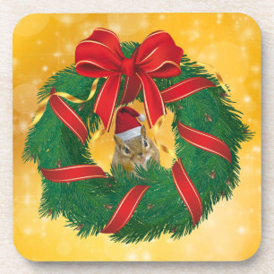 Niedlicher Chipmunk Weihnachtskranz Untersetzer