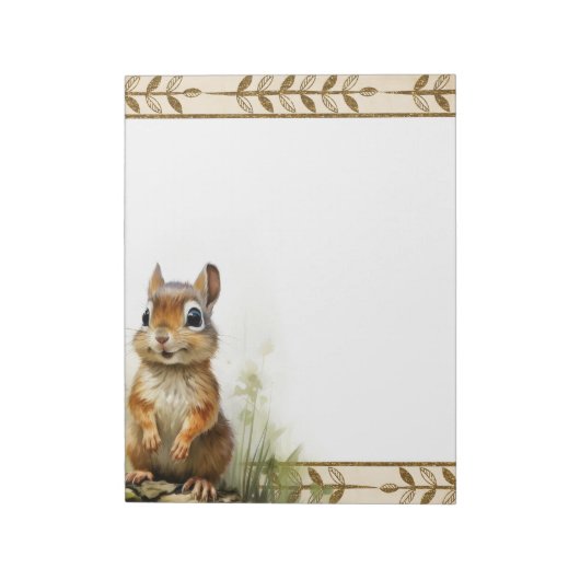 Niedlicher Chipmunk Woodland Animals Editor Notizblock (Rotiert)