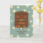 Niedlicher Choco Cake Son 10. Geburtstag Karte (Gelbe Blume)