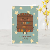 Niedlicher Choco Cake Son 8. Geburtstag Karte (Gelbe Blume)