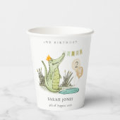 Niedlicher Chomp-Alligator im Sumpf jedes Lebensal Pappbecher (Rückseite)