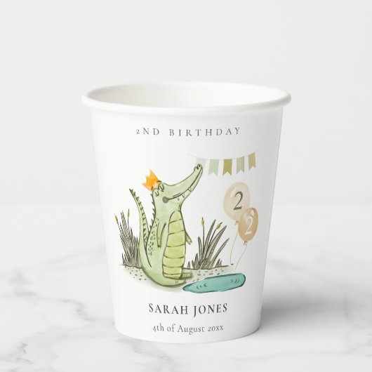 Niedlicher Chomp-Alligator im Sumpf jedes Lebensal Pappbecher (Rückseite)