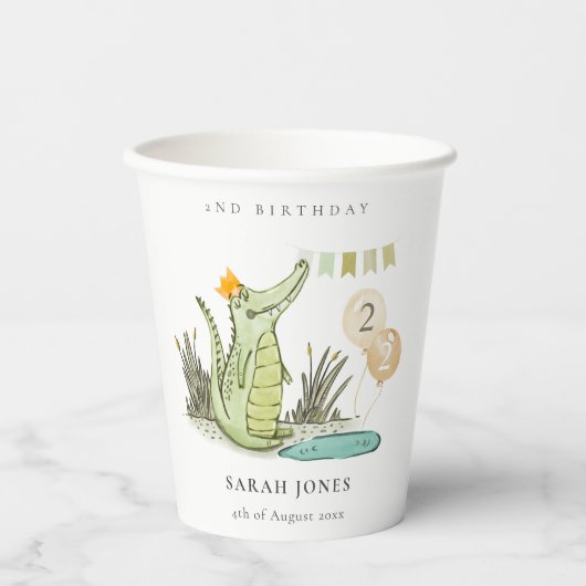 Niedlicher Chomp-Alligator im Sumpf jedes Lebensal Pappbecher (Vorderseite)