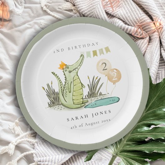 Niedlicher Chomp-Alligator im Sumpf jedes Lebensal Pappteller