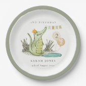 Niedlicher Chomp-Alligator im Sumpf jedes Lebensal Pappteller (Vorderseite)