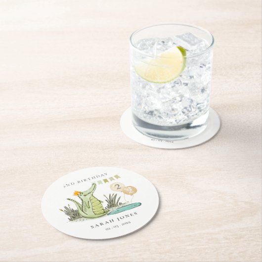 Niedlicher Chomp-Alligator im Sumpf jedes Lebensal Runder Pappuntersetzer (Vor Ort)