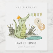 Niedlicher Chomp-Alligator im Sumpf jedes Lebensal Weinetikett (Einzelnes Label)