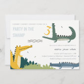Niedlicher Chomp-Alligator Sumpf jedes Alters Kind Einladung (Vorderseite)