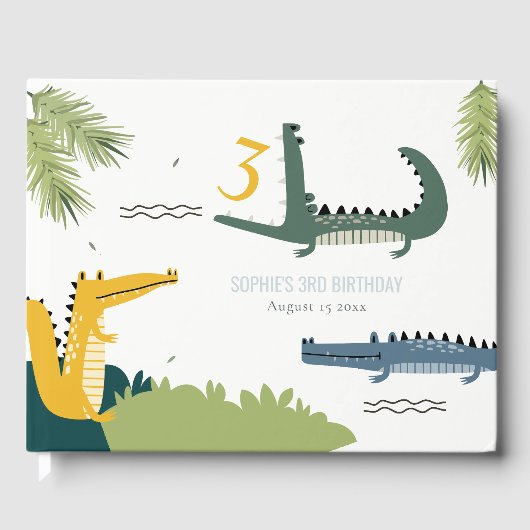 Niedlicher Chomp-Alligator Sumpf jedes Alters Kind Gästebuch (Vorderseite)