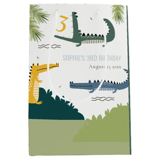 Niedlicher Chomp-Alligator Sumpf jedes Alters Kind Mittlere Geschenktüte (Vorderseite)