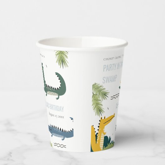 Niedlicher Chomp-Alligator Sumpf jedes Alters Kind Pappbecher (Links)