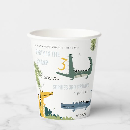 Niedlicher Chomp-Alligator Sumpf jedes Alters Kind Pappbecher (Vorderseite)