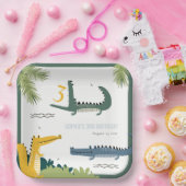 Niedlicher Chomp-Alligator Sumpf jedes Alters Kind Pappteller (Party)