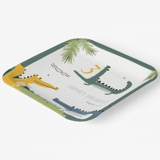 Niedlicher Chomp-Alligator Sumpf jedes Alters Kind Pappteller (Gewinkelt)