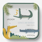 Niedlicher Chomp-Alligator Sumpf jedes Alters Kind Pappteller (Vorderseite)