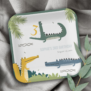Niedlicher Chomp-Alligator Sumpf jedes Alters Kind Pappteller