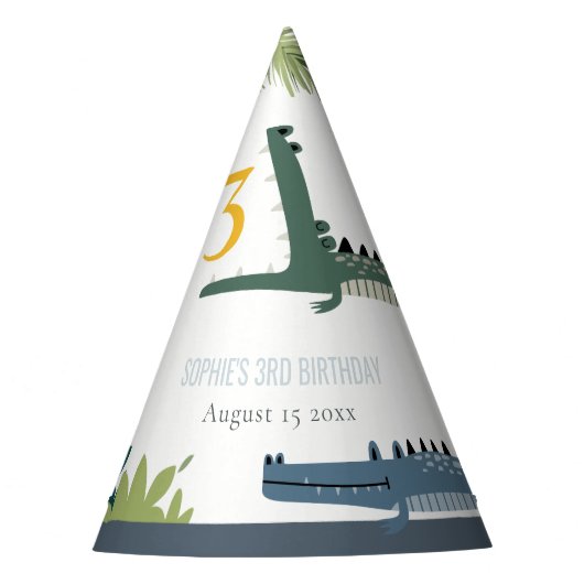 Niedlicher Chomp-Alligator Sumpf jedes Alters Kind Partyhütchen (Vorderseite)