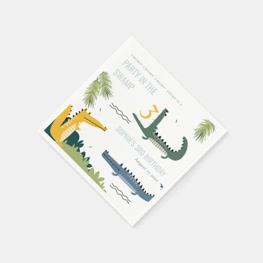 Niedlicher Chomp-Alligator Sumpf jedes Alters Kind Serviette (Ecke)