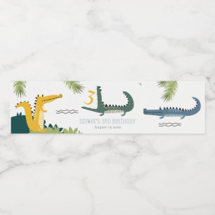 Niedlicher Chomp-Alligator Sumpf jedes Alters Kind Wasserflaschenetikett