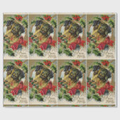 NIEDLICHER CHRISTMAS HUND MIT ROTER BOW UND HOLLYB GESCHENKPAPIER (Flach)