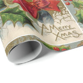 NIEDLICHER CHRISTMAS HUND MIT ROTER BOW UND HOLLYB GESCHENKPAPIER (Rolleneckpunkt)