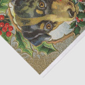 NIEDLICHER CHRISTMAS HUND MIT ROTER BOW UND HOLLYB SEIDENPAPIER (Ausschnitt)