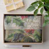 NIEDLICHER CHRISTMAS HUND MIT ROTER BOW UND HOLLYB SEIDENPAPIER (Geschenk)