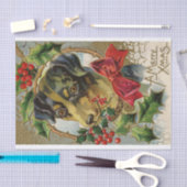 NIEDLICHER CHRISTMAS HUND MIT ROTER BOW UND HOLLYB SEIDENPAPIER (Handwerk)