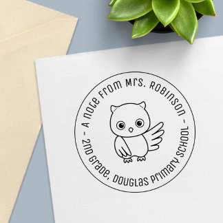Niedlicher Chubby Owl School Lehrer Anmerkung 1 Permastempel