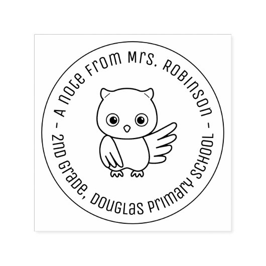 Niedlicher Chubby Owl School Lehrer Anmerkung 1 Permastempel (Design)