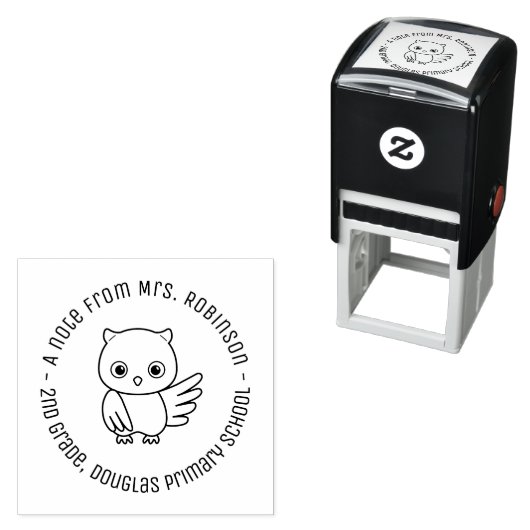 Niedlicher Chubby Owl School Lehrer Anmerkung 2 Permastempel (Beispiel)