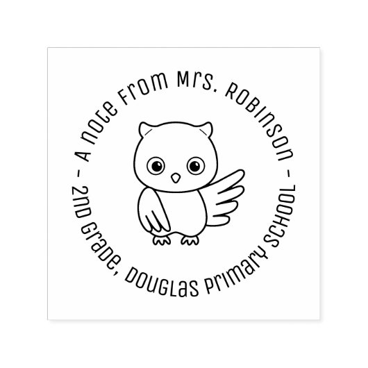 Niedlicher Chubby Owl School Lehrer Anmerkung 2 Permastempel (Design)