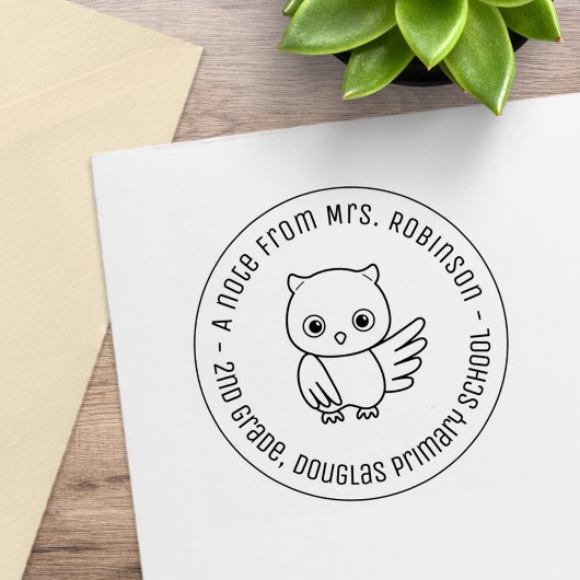 Niedlicher Chubby Owl School Lehrer Anmerkung 3 Gummistempel