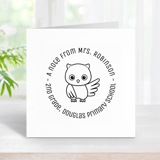 Niedlicher Chubby Owl School Lehrer Anmerkung 4 Gummistempel