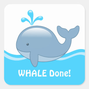 Niedlicher Chubby Whale - WALE (Gut gemacht) Quadratischer Aufkleber