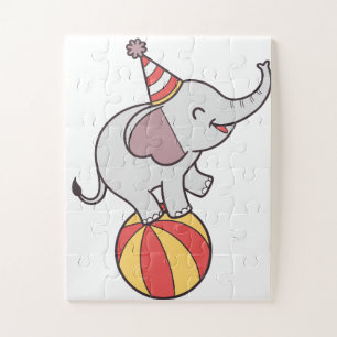 Niedlicher Circus Elephant on Ball - Geburtstagspa Puzzle