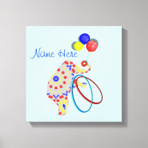 Niedlicher Circus Elephant Red Blue Yellow Kinderz Leinwanddruck