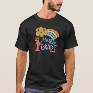 Niedlicher Cloud-Regenbogen Hallo 1. Klasse Lehrer T-Shirt