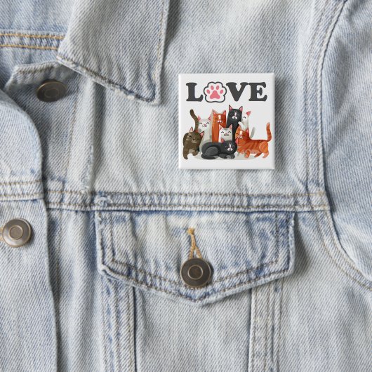 Niedlicher Clowder Cat Illustration mit LIEBE Button (Beispiel)