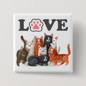 Niedlicher Clowder Cat Illustration mit LIEBE Button (Vorderseite)