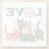 Niedlicher Clowder Cat Illustration mit LIEBE Glasuntersetzer (Rückseite)