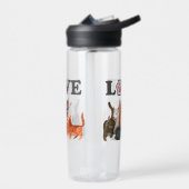 Niedlicher Clowder Cat Illustration mit LIEBE Trinkflasche (Links)