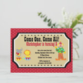 Niedlicher Clown Circus Geburtstagsparty Einladung (Stehend Vorderseite)