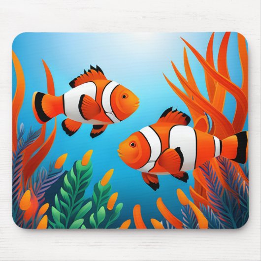 Niedlicher Clownfisch in Algen Mousepad (Vorne)