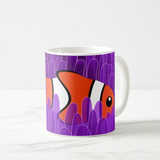 Niedlicher Clownfisch und schöner Lila Meeresanemo Kaffeetasse (VorderseiteRechts)